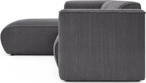 Colțar gri închis cu tapițerie din catifea reiată (cu colț pe partea stângă/cu șezlong) Merid – Ropez