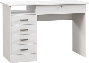 HOMCOM Birou Modern cu 5 Sertare, Birou cu Sertare și Compartiment Deschis pentru Biroul de Acasă și Studiu, 110x50x76 cm, Alb | Aosom Romania