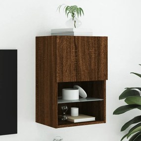 vidaXL Comodă TV cu lumini LED, stejar maro, 40,5x30x60 cm