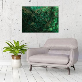 Tablou pe sticlă - Imagine microscopică verde (70x50 cm)