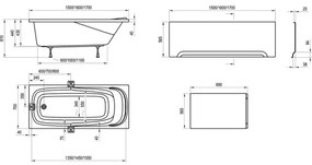 Ravak CP21000000 - Cadă VANDA 170x70 cm acrilic/albă