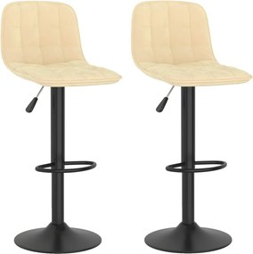 vidaXL Scaune de bar, 2 buc., crem, catifea