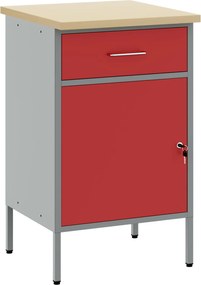 vidaXL Banc de lucru cu sertar cu blocare Roșu și gri 50 x 55 x 85 cm