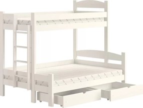 Pat supraetajat cu sertare Lovic 90x200/120x200 partea stângă - alb