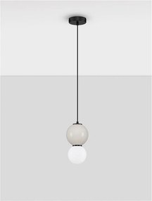 Pendul LED decorativ portelan gri deschis, sticla alb, NOESIS