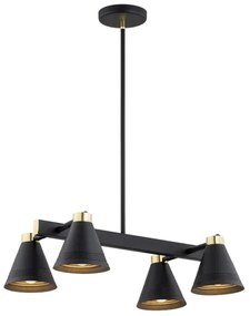 Lustră pe tijă AVALONE 4xE27/15W/230V neagră/aurie Argon 1774