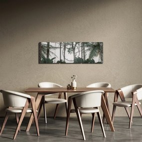 Tablou - Jungla în ceața dimineții (cu ceas) (90x30 cm)