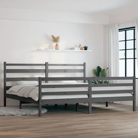 Cadru de pat, 200x200 cm, lemn masiv de pin, gri Gri, 200 x 200 cm