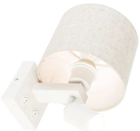 Aplică albă cu lampă de citit și abajur gri deschis 18 cm - Brescia