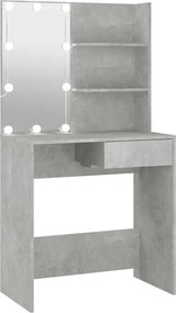 vidaXL Masă de toaletă cu LED, gri beton, 74,5x40x141 cm