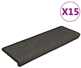 vidaXL Covorașe scări autoadezive, 15 buc. antracit 65x21x4 cm sisal