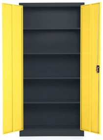 Dulap metalic universal, 90 x 40 x 185 cm, încuietoare cu cilindru, galben - ral 1023