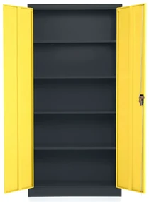 Dulap metalic universal, 90 x 40 x 185 cm, încuietoare cu cilindru, galben - ral 1023
