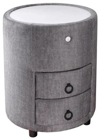 Noptiera rotunda cu iluminat LED SIGNUM 55cm catifea gri