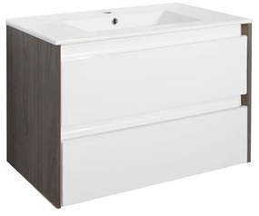 Dulap inferior Porto 80 cu lavoar rauna alb-ulm