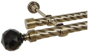 Galerie TWIST dubla KULA CRYSTAL NEGRU fara inele 19/19 mm - aur antic (Alege marime: 320 cm)