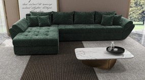 Colțar extensibil dumonde cu ladă de depozitare si sezut confortabil din spuma high-density, Loana XL Euphoria Verde 335x185 cm