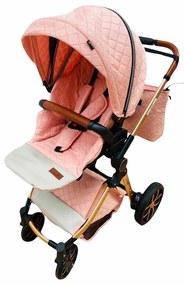 Carucior 3 in 1 cu landou, scoica si geanta, 0-36 luni, Roz - CPC-11-roz