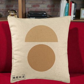 Perna Decorativa Geometric Minimalist Auriu, 40x40 cm, Bej, Husa Detasabila, Perna Inclusa, BEKZ®