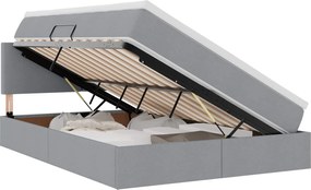 vidaXL Pat cu saltea și LED cu led Gri deschis 140 x 190 cm țesătură