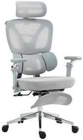METACHAIR FOAM SEAT Scaun ergonomic, cotiere 6D, suport lombar reglabil, spătar reglabil înălțime, tetieră 2D, suport picioare, mecanism multifunctional inclinare/blocare, pivotant, Mesh, Gri