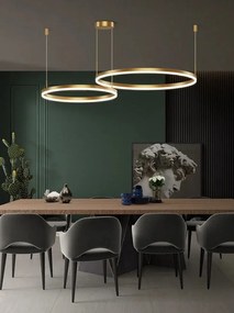 Lustra LED Esn 203002/2, Cu Telecomanda, 3 Tipuri De Lumina, 120W, Auriu