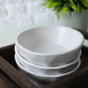 Set de 6 boluri din gresie ceramică Facetta 12 cm, alb