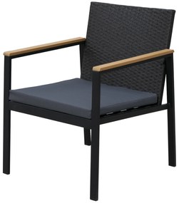 Outsunny Set Mobilier de Grădină din Ratan din 2 Scaune cu Brațe pentru Terasă, Bancă și Masă de Cafea, 80x42x37 cm, Negru | Aosom Romania