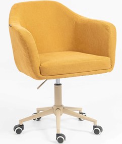 HR832K Scaun Catifea Reiată Premium culoare Curry Galben cu Bază Crem