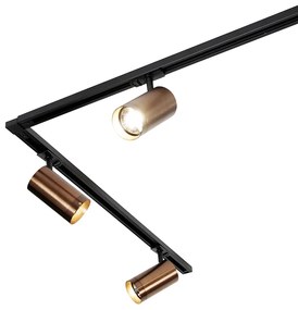 Sistem de iluminat pe șină modern cu 5 spoturi bronz închis monofazat GU10 70mm - Iconic Jeana Luxe
