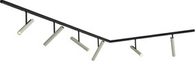 Sistem de iluminat pe șină modern negru cu 6 spoturi bej monofazate - Slimline Avery