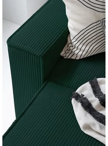 Colțar verde închis extensibil cu tapițerie din catifea reiată (cu colț pe partea dreaptă/în formă de "U") Brave Dave – Miuform