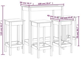 Set mobilier de bar, 5 piese, lemn masiv de pin