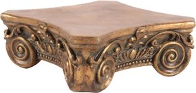 Postament decorativ din polirășină, auriu, în formă de capitel clasic, cu spirale și ornamente în relief, 8 x 21 cm, „Nacre”
