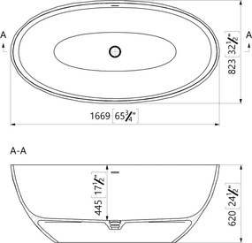 Cada freestanding compozit, negru cu alb, forme 3D, ovala 167 x 82 cm, Foglia Ovale Negru/Alb