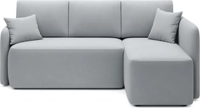 Colțar gri deschis extensibil/cu spațiu de depozitare cu tapițerie din catifea (cu colț pe partea dreaptă/cu șezlong) Hadson – ELTAP