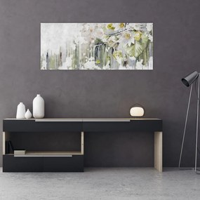 Tablou - Flori albe, vintage (120x50 cm)