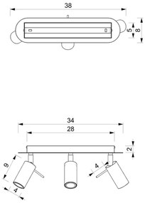 Spot PRESTON 3xGU10/40W/230V negru