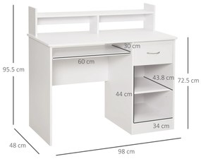 HOMCOM Birou Modern pentru Calculator Spațiu de Lucru Optimizat 104x48x95.5 cm Design Elegant în Alb | Aosom Romania