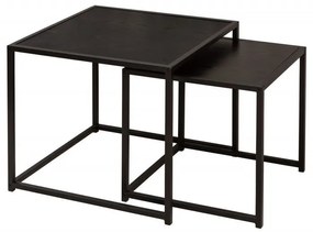 Set de 2 masute design industrial Slim Line 50cm, negru