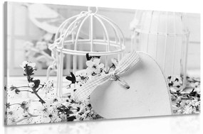 Tablou natura moartă romantică în stilul vintage în design alb-negru