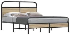 vidaXL Cadru de pat fără saltea 135x190 cm Stejar fumuriu
