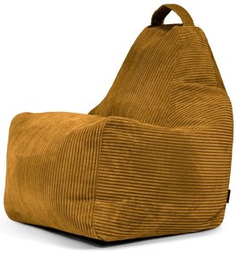Fotoliu bean bag galben muștar cu tapițerie din catifea reiată Play Amuse – SLOWDOWN