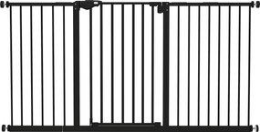 Gard extensibil PawHut din fier pentru animale, negru | Aosom Romania