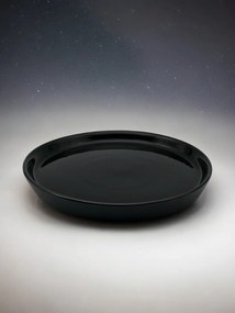 Farfurie Vulcano Mare 25cm Gresie Ceramica ( Negru lucios interior, Negru mat exterior)