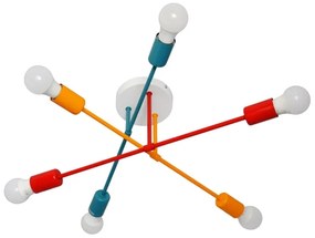 Lustră aplicată CAMBRIDGE 6xE27/20W/230V albastră/roșie/portocalie