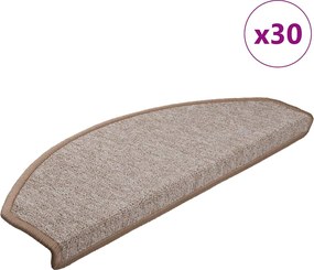vidaXL Covorașe pentru scări, 30 buc., 65x24x4 cm, maro deschis, semirotunde, mari