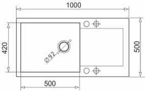 Chiuvetă de bucătărie Pyramis 70089601 MIDO 100x50 cm granit/negru