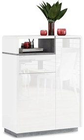 Mazzoni Set de mobilier FOLK Luciu Alb/Mat + Beton Millenium - MOBILIER MODERN PENTRU CAMERA DE ZI CU COMODĂ MIC TV