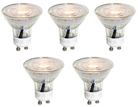 Set de 5 becuri LED GU10 50mm transparente 3W 200 lm 2200K